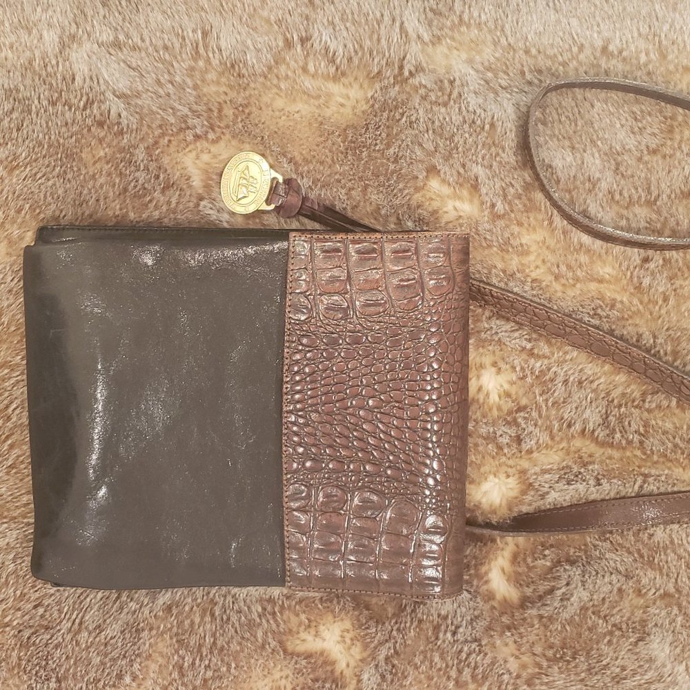 Brahim Black And Brown Leather Crossbody Purse